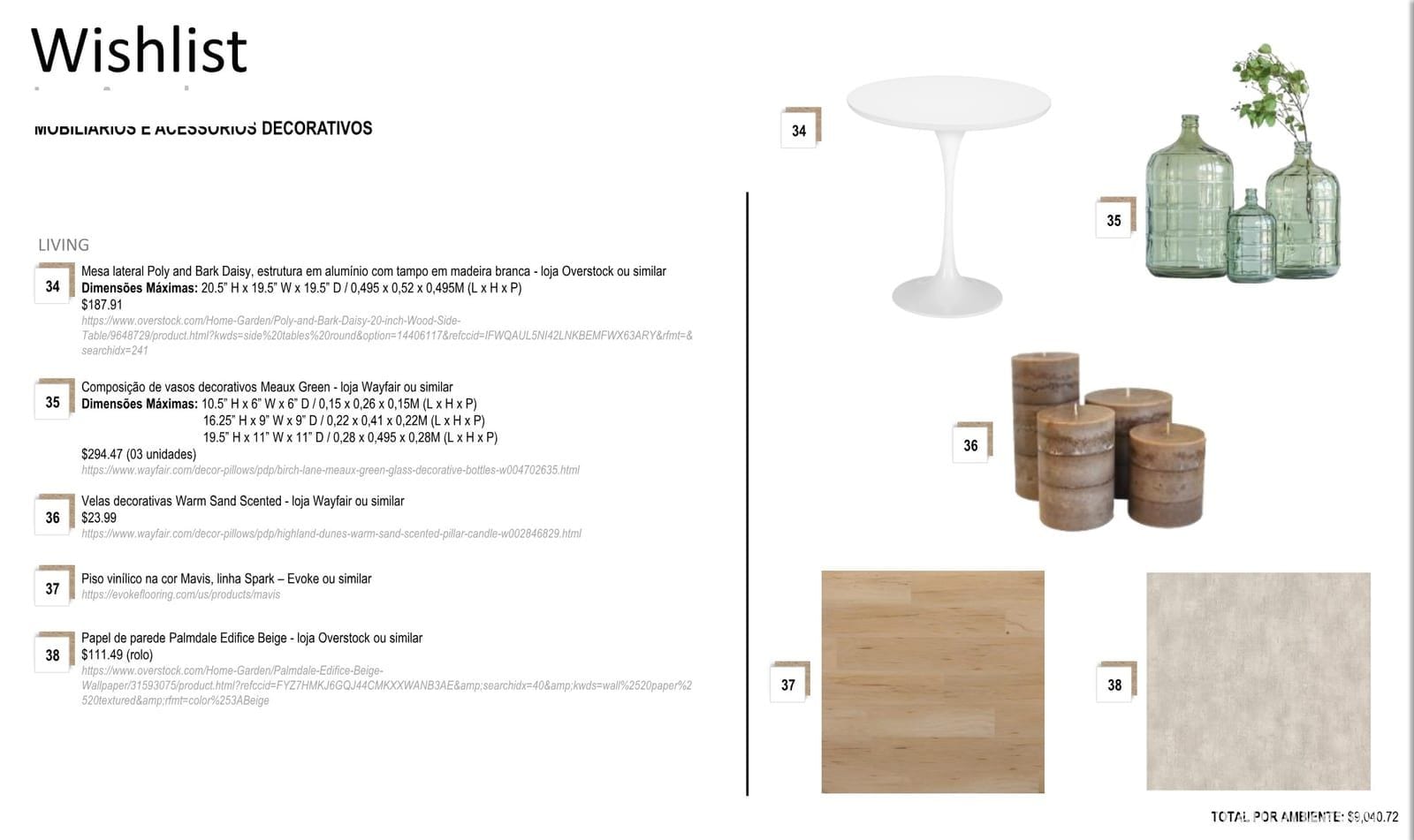 INSIDE spec sheet page 08: items, dimensions, stores and prices, Montana project
